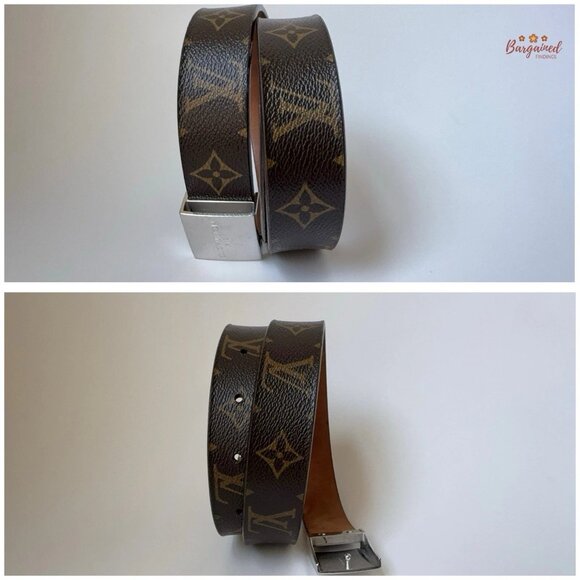 Authentic Louis Vuitton Brown Monogram Canvas Ceinture Silver Buckle Belt 80/32 - Picture 8 of 13